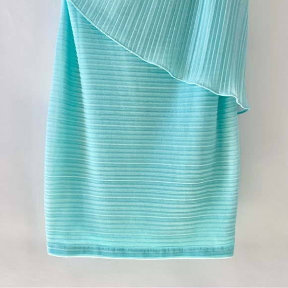 NWT Windsor Sparkly Glitter One Shoulder Sheer Flounce Bodycon Mini Dress Mint 2 - Picture 7 of 14